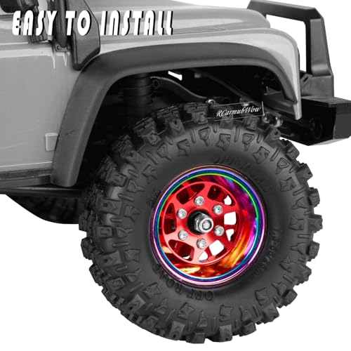 RC 1.3" Beadlock Wheels 1.3 rc Wheels for RC Crawler 1/18 TRX4M,1/24 SCX24,Alloy Aluminium 1.3 Beadlock Wheels 1.3 rc Rims,4pcs,Red - color: Red(4pcs)