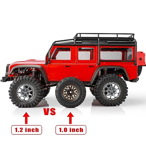 GLOBACT 1.2 Beadlock Wheel Tires 62*24mm for TRX4M SCX24 1/18 1/24 Titanium | 9-Spoke, Aluminum, Soft Sticky Rubber Tires