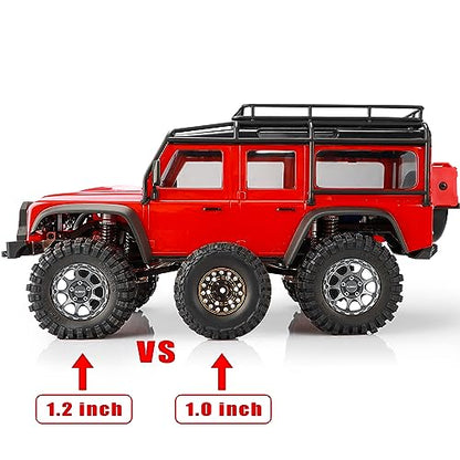 GLOBACT 1.2 Beadlock Wheel Tires 62*24mm for TRX4M SCX24 1/18 1/24 Titanium | 9-Spoke, Aluminum, Soft Sticky Rubber Tires