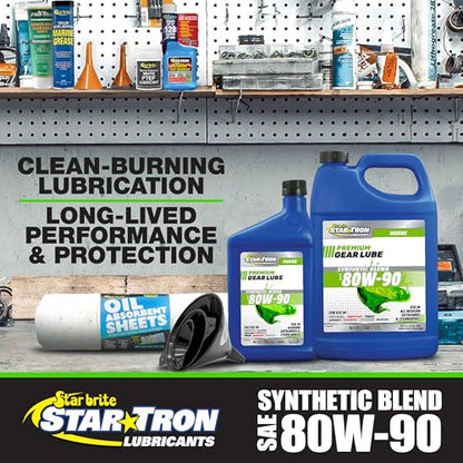 STAR BRITE Synthetic Lower Unit 80W-90 Gear Lube, Marine Grade | Meets API GL-5, API MT-1, SAE J2360 and Mack GO-J specs, extreme pressure additives for engines over 100 HP, marine grade - size: 32 Oz Quart, style: 80W-90W Synthetic