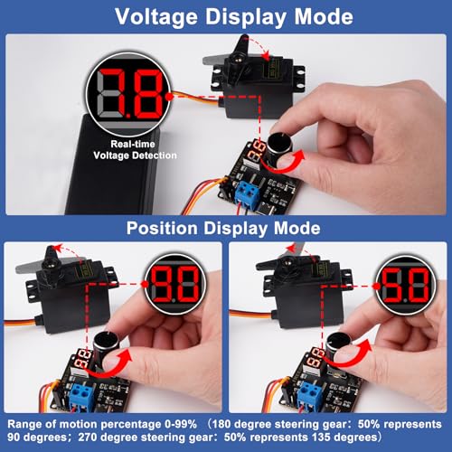 Treedix 2pcs Digital RC Servo Tester DC5V-8V 3 Modes w/Over-Current Protect | for RC Car Airplane Robots Mechanical Claws Tester Tool Essential Servo Motor Testing Tool
