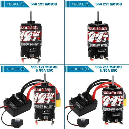 550 Brushed Motor 21T & Heatsink Combo for 1/10 RC Truck Car Traxxas 1/10 Slash Redcat ARRMA AXIAL HSP HPI Wltoys Kyosho HELION - size: 21T Motor&Heatsink Combo