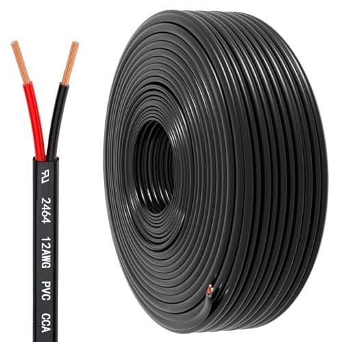 12 Gauge Wire 2 Conductor Electrical Wire, 12 AWG 3.3mm² Wire PVC Cord, 12V/24V DC Low Voltage/Copper-clad Aluminum(CCA)Flexible/2 Wire for Automotive Wire LED Strips Lamp Lighting Marine(45.8M/150FT) - color: 12AWG, size: 150FT