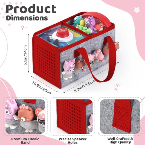 PISOSN Carrying Case for Toniebox Starter Set and Tonies Figurines, Travel Felt Cloth Musical Toy Folding Bag for Toniebox 2 & Accessories (Red) - color: Red