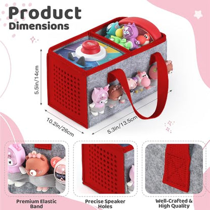 PISOSN Carrying Case for Toniebox Starter Set and Tonies Figurines, Travel Felt Cloth Musical Toy Folding Bag for Toniebox 2 & Accessories (Red) - color: Red