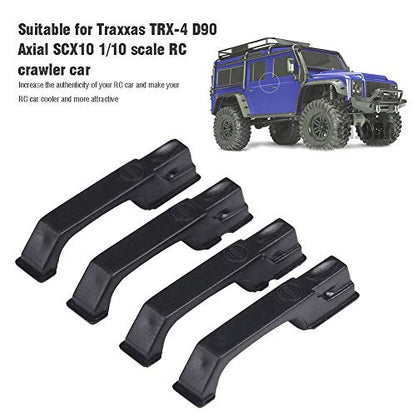 Dilwe 4Pcs RC Car Door Handles, Plastic Simulation Door Handles with Screws for -4 D90 Axial SCX10 1/10 RC Crawler Car(Black) Car Model Accessory