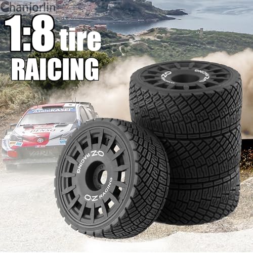 1/8 RC On Road Tires And Plastic Street Wheels 17mm Hex OD 3.94'' 1/7 Rally Racing Tyres For 1:8 1:7 Touring Street Drift Car Tamiya HPI WR8 HSP ARRMA Redcat Losi Kyosho GT2 VRX W10 (Black) - color: Black