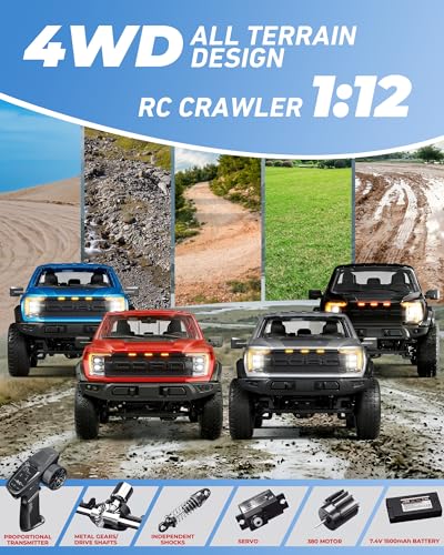 ARRIS CORC 1/12 RC Crawler Truck 4WD with 2-Speed Transmission RTR | All Metal Gears, LED Lights, Off-Road Pickup Design, Hobby Grade Trail Performance