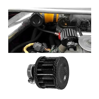 BESULEN Air Intake Filter Breather, 0.47 inch Universal Cold Air Filter, 12mm Car Turbo Vent Air Intake Filter Cleaner, Crankcase Breather Compatible with Car and Motorcycle Engine Parts (Carbon) - style: Carbon