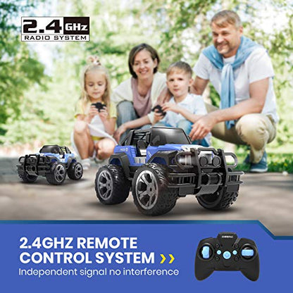 DEERC DE42 Remote Control Car RC Racing Cars,1:18 Scale 80 Min Play 2.4Ghz LED Light Auto Mode Off Road RC Trucks with Storage Case,All Terrain SUV Cars Toys Gifts for Boys Kids Girls Teens,Blue - color: De42