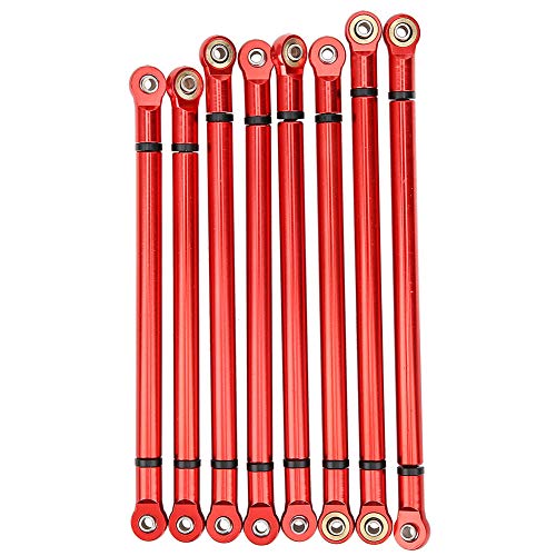 Plplaaoo RC Crawler Chassis Link Rod – 8 PCS Aluminum Alloy Link Rod Set, Chassis Linkage for SCX10 313mm Wheelbase, Fits Axial 90022 90047 1/10 Scale RC Car Crawler, Red - color: Red