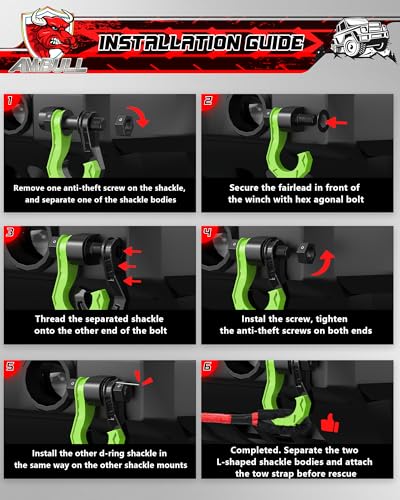 3/4" D Ring Separate Shackles, 52,910lbs Break Strength Easy Open Towing Winch Shackles, Heavy Duty Shackles with 7/8" Screw Pin for Tow Strap Winch Off Road Vehicle Recovery, Blackgreen - color: BlackGreen