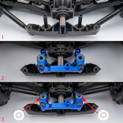 Blue Front Steering Assembly for Tra-xxas 1/16 Mini Maxx Slash XRT | 4WD RTR Brushless Monster Truck RC Car Upgrades Parts Aluminum Bellcrank - color: Blue