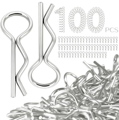 100pcs Universal RC Body Clips Pins - Compatible with Traxxas, Arrma, Redcat, Axial, HPI, HSP, Exceed, Himoto, Losi, RC4WD, Tamiya, Fits 1/8, 1/10, 1/12 Scale RC Cars, Trucks, Crawlers, Buggies - color: Silver