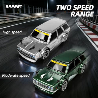 1:24 RC Drift Car,20KM/H 4WD High Speed Remote Control Cars with LED Lights,Adjustable High Speed/Low Speed Ddrift Car,Extra Drifting Tires,Speed Racing Sport Toy Car for Boys and Girls Age 6+ - style: Green Drift Car