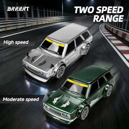 4WD High Speed RC Drift Car,1:24 Remote Control Car,20KM/H Mini RC Drift Car with LED Lights,Adjustable High Speed/Low Speed Drift Car,Extra Drifting Tires,Birthday Gifts for Kids Gift 6+ - style: Silvery Drift Car