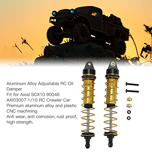 RC Shock Absorber 2Pcs 115mm/4.5in, Oil-Filled Adjustable Damper | Assembled with Springs | Fits Axial SCX10 1/10 Crawler Car(Glod) - color: Glod