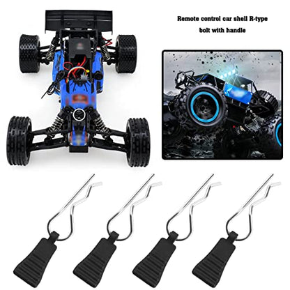 8PCS RC Body Clips Bent Springy R Pins for 1/8 1/10 1/12 RC Car Secure Shell Pin & Mounting Bracket Set RC Model Bent Body Clamp Accessories Black