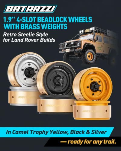 1.9" Aluminum Beadlock 4-Slot Road Wheels with Brass Weights for 1/10 RC Crawler Upgrade, Compatible with FMS FCX10, SCX10,TRX4,TRX6(2pcs) Black - color: Black