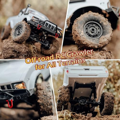 1/16 Scale RC Crawler, WPL C24-1 RC Truck RTR 4x4 Off-Road Pick-up Car 2.4GHz Remote Control RC Rock Crawler with Upgraded Battery & LED Lights