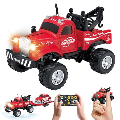 MOONTOY 1:64 Scale Mini Alloy Truck RC Car with LED Lights, 2.4Ghz Remote and App Control Toy Car, 3-Speed Adjustment Pocket Toy Car for Kids 4-8 Years and Adults (Red) - color: Red