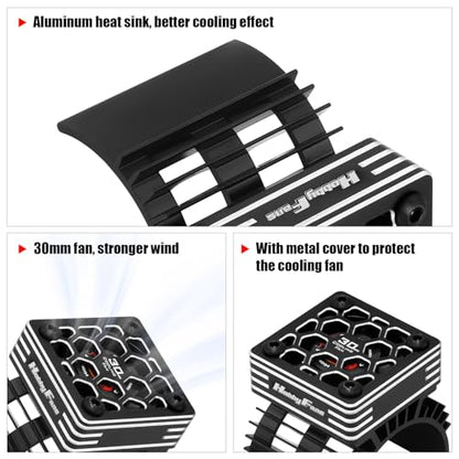 RC Motor Heat Sink with 2PCS Cooling Fan and Metal Cover Fit 540 550 3650 F540 3660 3670 Brushless Motor Engine Heatsink for 1/10 RC Car Truck Buggy Crawler - style: Black, w/ Metal Cover & Extral Fan