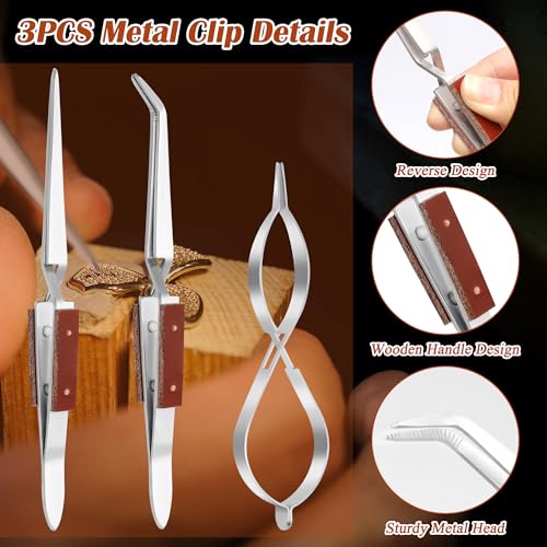 Coldairsoap 7pcs Jewelry Soldering Kit, Soldering Tool for Jewelry Making | Include 2 Honeycomb Soldering Blocks, 1 Copper Tongs, 2 Soldering Tweezers, 1 Metal Clip, 1 Storage Bag