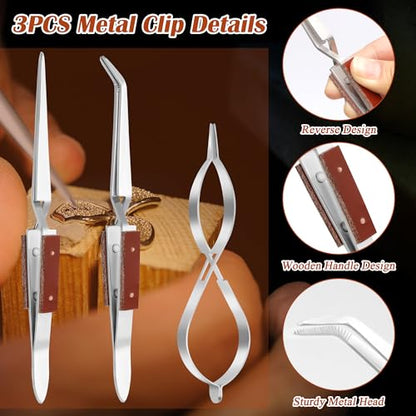 Coldairsoap 7pcs Jewelry Soldering Kit, Soldering Tool for Jewelry Making | Include 2 Honeycomb Soldering Blocks, 1 Copper Tongs, 2 Soldering Tweezers, 1 Metal Clip, 1 Storage Bag