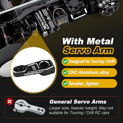HobbyPark Low Profile Servo 0.05sec Fast High Speed Steering Servo Coreless 25kg fit 1/8 1/10 RC Touring Cars Race Drift for Tamiya XRAY Yokomo Team Associated Xpress Serpent Kyosho MST Mugen Infinity