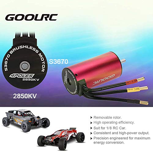 GoolRC S3670 RC Brushless Motor ESC Combo, 2850KV Sensorless Brushless Motor 120A Brushless ESC and Program Card Combo Set for 1:8 Scale RC Toys Prefect Modification Accessories