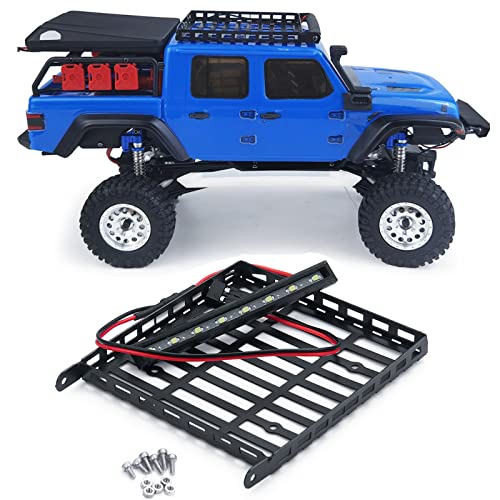 Stainless Steel RC Roof Rack with LED Light Bar for Axial SCX24 AXI00005 Gladiator 1/24th RC Crawler Truck Car