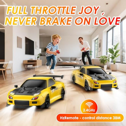 RC Drift Car, 1:14 4WD Drift Remote Control Car 2.4GHz 28km/h Drift RC Car, LED Lights,Racing and Drift Tires RTR for Teens, Kids, Boys