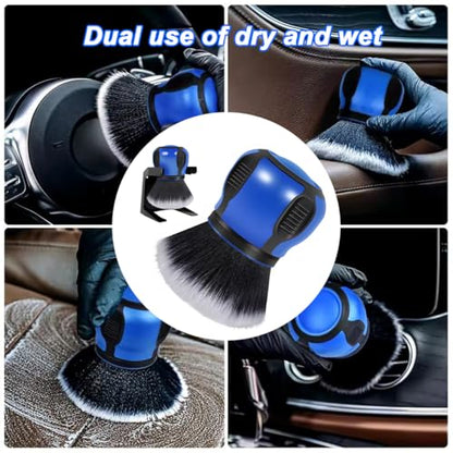 AUCELI Car Detailing Brush, Ultra Soft Auto Interior Dusting Brush with Storage Rack, Car XL Synthetic Brush Cleaning Tool, Universal Covers Large Area Inside or Outside Vehicles(Blue/Style A) - color: Blue/Style A