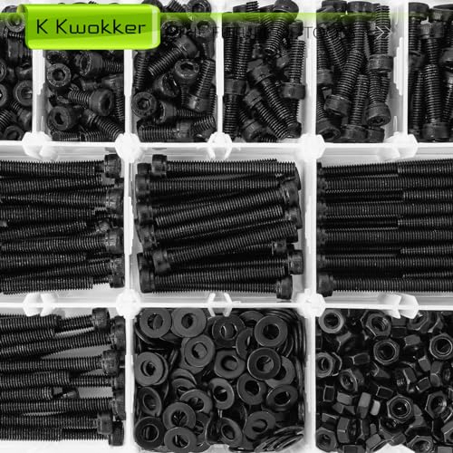900PCS M4 Nuts and Bolts Assortment Kit 4mm-45mm, Upgraded Zinc Plated 12.9 Alloy Steel M4 Screw Assortment, Hex Socket Head Cap Machine Screws Bolts and Nuts Kit 4/6/8/10/12/14/16/20/25/30/35/40/45MM - size: A.M4