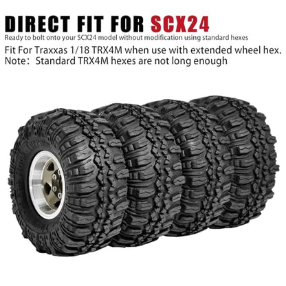 1.0 Beadlock Wheel Soft Tire Set RC Upgrade Part for Traxxas 1/18 TRX4M 1/24 RC Crawlers car Axial SCX24 FMS FCX24 Gladiator Bronco C10 JLU Deadbolt B17 Upgrade.(4Pcs/Set) - color: Bronze