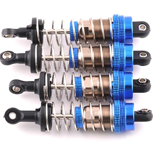 Oiled Shocks Upgraded 66mm/72mm Aluminum Oil Shock Absorber Set for 1/12 1/14 1/16 RC Cars - Compatible with WLtoys 144001, 124019, MJX 16208, HBX & More - color: Bz-silver-blue