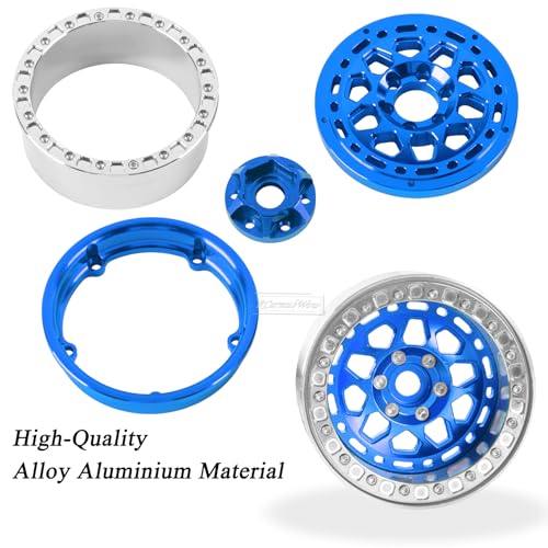 RC 2.2 Beadlock Wheels and Tires for 1/10 TRX4 SCX10 Capra AMG 6x6 Gen8 Everest Gen7 Pro RC Crawler,Alunium 2.2 Beadlock Rims RC Wheels 2.2 Beadlock Tires,4pcs,Navy Blue - color: Navy Blue(4pcs)