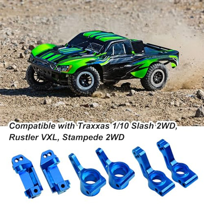 Aluminum Front Steering Blocks & Caster Blocks and Rear Stub Axle Carriers Upgrade Kit for 1/10 Traxxas Slash 2WD Stampede Rustler VXL, Replacement of 3632 3736 3752 (Blue) - color: Blue