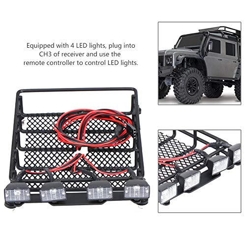 RC Roof Rack Luggage with LED Lights Quadrate for SCX10 1/10 Scale RC Crawler Car 4 White