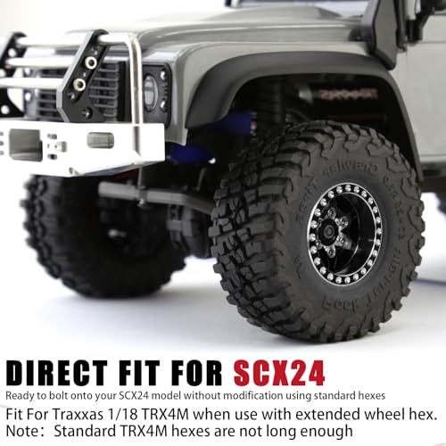 1.0 Beadlock Wheel Rim Set Aluminum Alloy RC Upgrade Part For Traxxas 1/18 TRX4M 1/24 Axial SCX24 FMS FCX24 Gladiator Bronco C10 JLU Deadbolt B17 RC Crawlers Upgrade Off-road(4Pcs/set) - color: Black