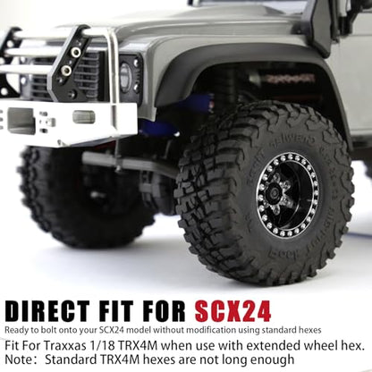 1.0 Beadlock Wheel Rim Set Aluminum Alloy RC Upgrade Part For Traxxas 1/18 TRX4M 1/24 Axial SCX24 FMS FCX24 Gladiator Bronco C10 JLU Deadbolt B17 RC Crawlers Upgrade Off-road(4Pcs/set) - color: Black