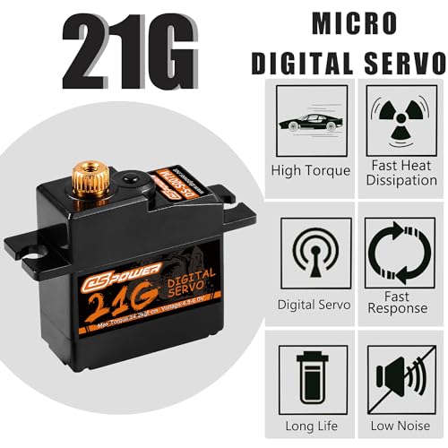 21G Mini Servo Micro Servo with 25T Arm,Digital Servo Full Metal Gear for 1/18 1/16 1/14 RC Crawler Car,Truck, Boat Airplane Robot Upgrade Parts