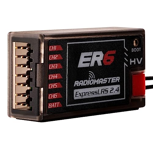 RadioMaster ER6 ELRS PWM Receiver: 2.4GHz 6Ch ExpressLRS Receiver Nano Module for Fixed Wing RC Vehicles by Speedybee