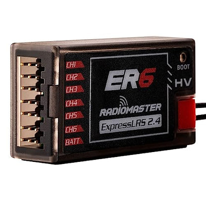 RadioMaster ER6 ELRS PWM Receiver: 2.4GHz 6Ch ExpressLRS Receiver Nano Module for Fixed Wing RC Vehicles by Speedybee