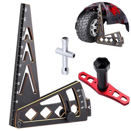Aluminum Metal RC Car Camber Gauge Height Gauge Wheel Wrench for 1/8 1/10 Scale RC Truck Buggy On Road Touring Racing Drift Models