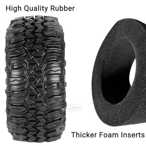 RC 1.0 Beadlock Tires for 1/18 TRX4M / Ascent-18 / SCX24 / FCX24 RC Crawler,1.0 In High Traction High Grip Rubber Tires w/Foam Insert,Style 4 - style: Style4(4pcs)