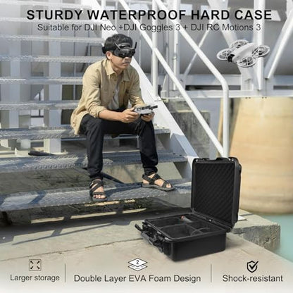 Lekufee Waterproof Hard Carrying Case for DJI Neo 1 Drone, DJI RC 2/N3/N2,Goggles 3/2/Integra(NOT for N3), RC Motion 3/2, FPV Controller 3, Accessories(Case Only)