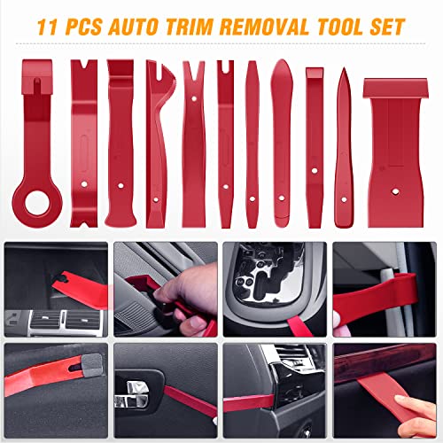 GOOACC 238Pcs Trim Removal Tool, Auto Push Pin Bumper Retainer Clip Set Fastener Terminal Remover Tool Adhesive Cable Clips Pry Kit Car Panel Radio Removal Auto Clip Pliers - color: 120Pcs Clips + 118 Remover Red