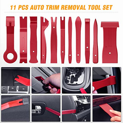 GOOACC 238Pcs Auto Trim Removal Tool and Push Pin Retainer Clip Set | Fastener Terminal Remover Tool Adhesive Cable Clips Panel Remover Kit Car Panel Radio Removal Auto Clip Pliers - color: 120Pcs Clips + 118 Remover Red