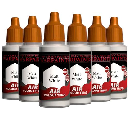 The Army Painter, Air Triads White, 6 x 18 ml | Pre-thinned Acrylic spray gun paints - Paint sprayer paint for D&D & Warhammer Miniatures - color: White